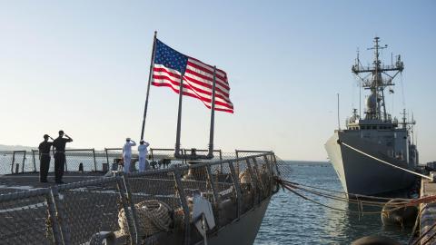 American Flag Foreign Policy Ship