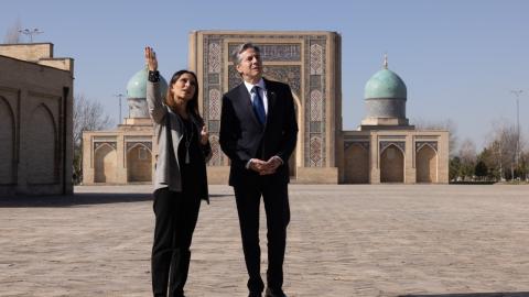 Secretary of State Antony J. Blinken visits the Khast-Imam in Tashkent, Uzbekistan, on March 1, 2023. [State Department photo by Chuck Kennedy/ Public Domain]