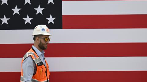 President Joe Biden visits a Wolfspeed semiconductor manufacturing facility in Durham, North Carolina, to kick pff the Investing in America Tour on March 28, 2023. (Peter Zay/Anadolu Agency via Getty Images)