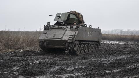 Ukrainian troops deploy in trenches retaken from the Russian army on the Vuhledar front line as the war between Russia and Ukraine continues in Donetsk Oblast, Ukraine on December 01, 2023. The second line of defense of the Ukrainian army near the city of Vuhledar is held by the 58th Motorized Brigade. (Photo by Marek M. Berezowski/Anadolu via Getty Images)