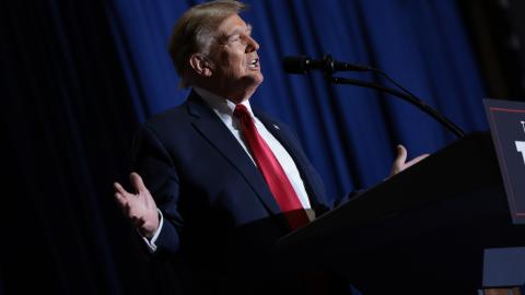 Donald Trump speaks during a rally on February 14, 2024, in South Carolina. (Win McNamee via Getty Images)