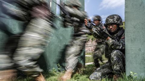 Special forces soldiers carry out sniper training in Qianxinan, China, July 15, 2023. (CFOTO/Future Publishing via Getty Images)