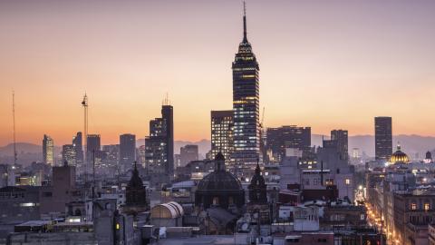 Torre Latinoamericana (Latin-American Tower) stands over its central location in Mexico City.