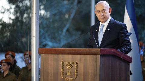 Israeli Prime Minister Benjamin Netanyahu speaks in Jerusalem on August 4, 2024. (Naama Grynbaum/AFP via Getty Images)