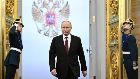 Vladimir Putin walks prior to his inauguration ceremony in Moscow on May 7, 2024. (Sergei Bobylyov/AFP via Getty Images)