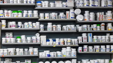 Prescription drugs are displayed at NYC Discount Pharmacy in Manhattan on July 23, 2024. (Spencer Platt via Getty Images)