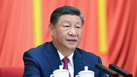 Chinese President Xi Jinping, also general secretary of the Communist Party of China Central Committee and chairman of the Central Military Commission, delivers an important speech at a meeting celebrating the 75th founding anniversary of the Chinese People's Political Consultative Conference CPPCC in Beijing, capital of China, Sept. 20, 2024. (Photo by Xie Huanchi/Xinhua via Getty Images)