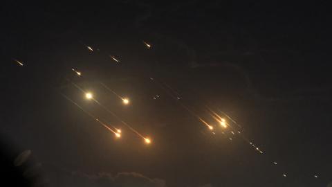 Israel intercepts projectiles near Baqa al-Gharbiya on October 1, 2024. (Ahmad Gharabli/AFP via Getty Images)