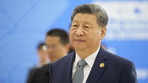 Chinese President Xi Jinping arrives at the BRICS summit in Kazan, Russia, on October 24, 2024. (Alexander Zemlianichenko/AFP via Getty Images)