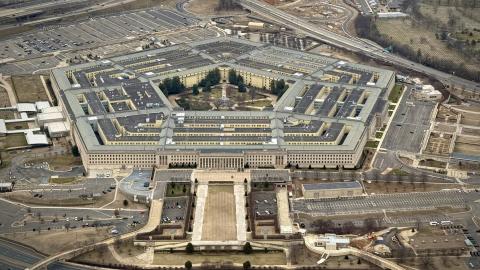 The Pentagon, heaquarters of the US Department of Defense, is seen from the air on February 8, 2025, in Washington, DC. (J. David Ake/Getty Images)