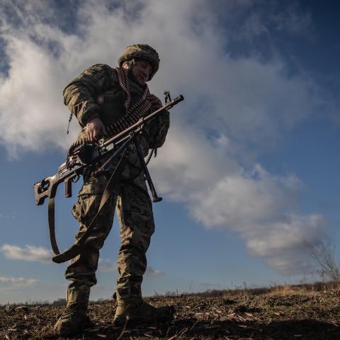 Ukrainian soldiers undergo intensive training at outdoor firing range on January 4, 2025, in Donetsk Oblast, Ukraine. (Roman Chop/Global Images Ukraine via Getty Images)